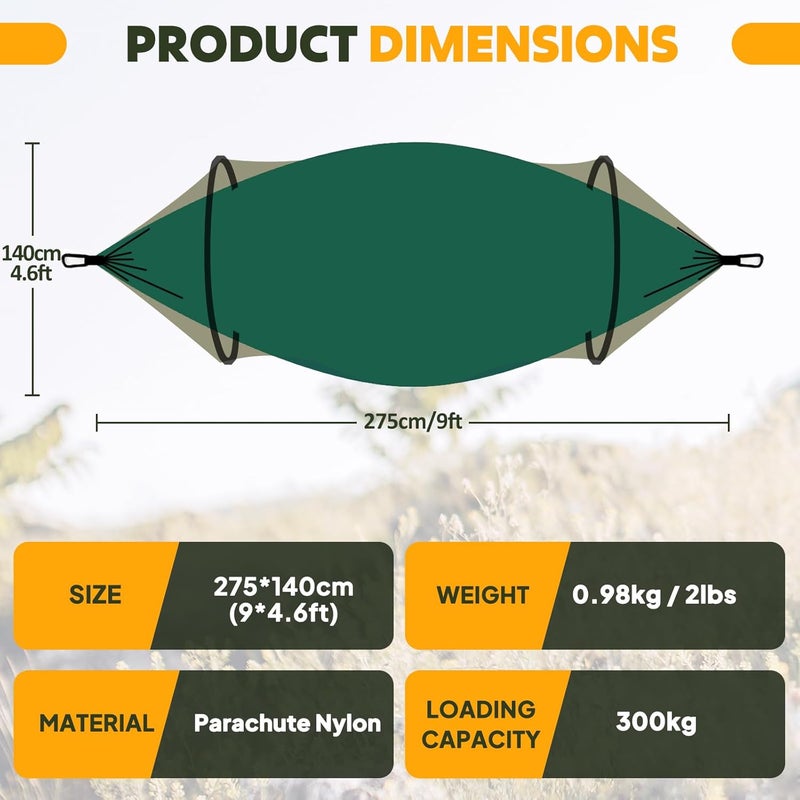 Chihee Ultra-Light Travel Camping Hammock Pop-up Net Hammock 660lbs Load Capacity,Breathable,Quick-Drying Parachute Nylon 2 Premium Carabiners,2 Tree Slings Included for Outdoor Backpacking Hiking - Image 3